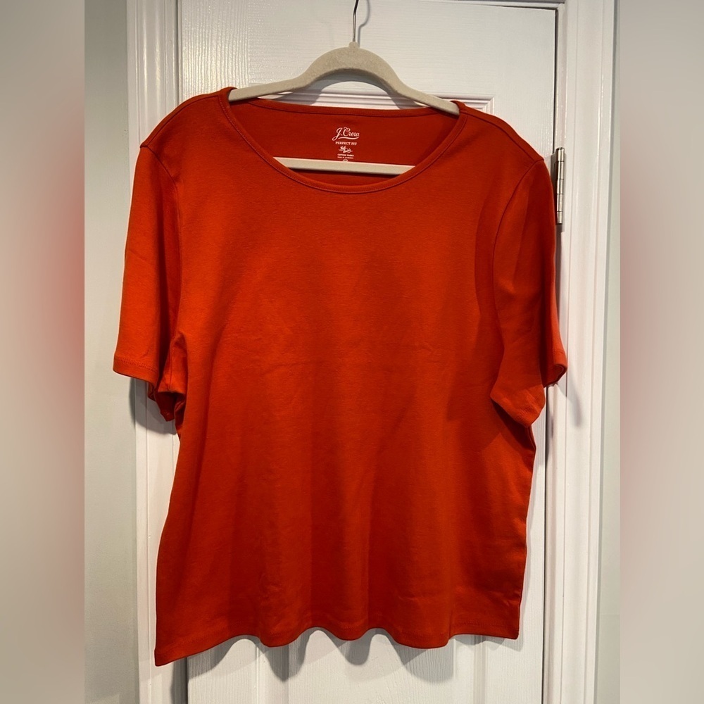 NWOT J. Crew Size 3X Perfect Fit Tee Shirt Short Sleeve Cotton Crew Orange
